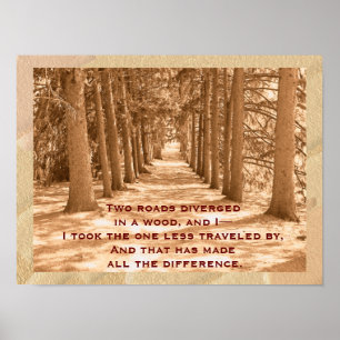 Two roads - Robert Frost quote - art print