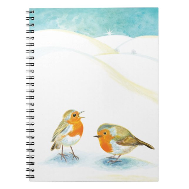 Two Robin redbreasts in Winter  Notebook (Front)