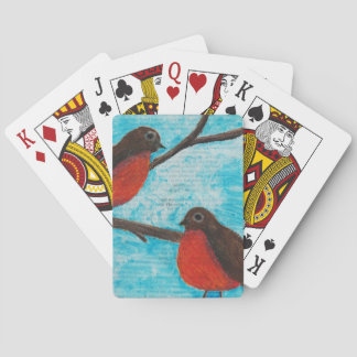 Two Robins Playing Cards