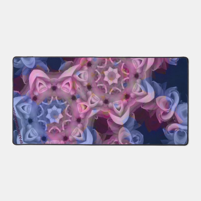 Two rose heart in blue from stillness desk mat (Front)