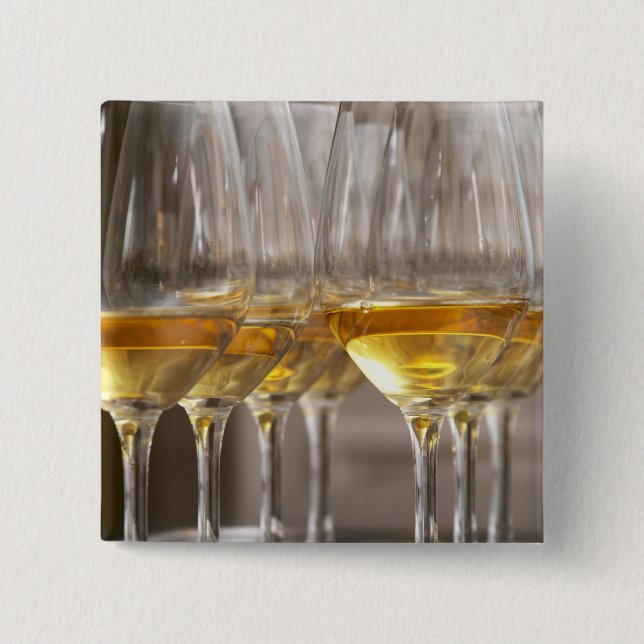 two rows of wine tasting glasses with lucious 15 cm square badge (Front)
