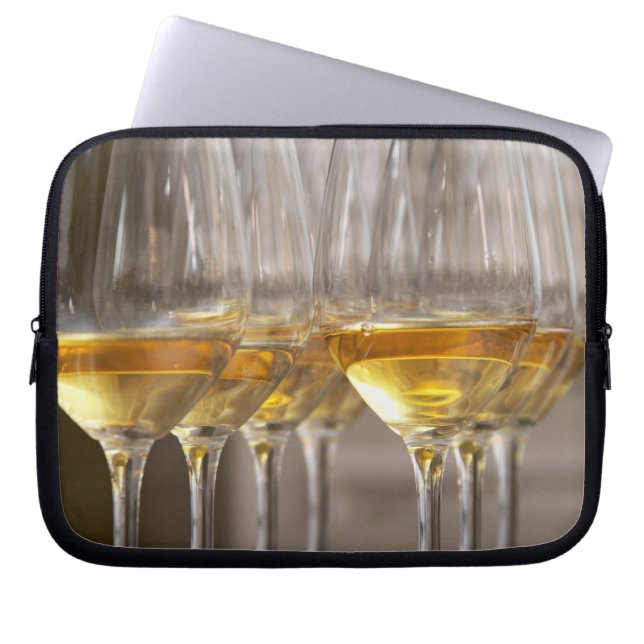 two rows of wine tasting glasses with lucious laptop sleeve (Front)