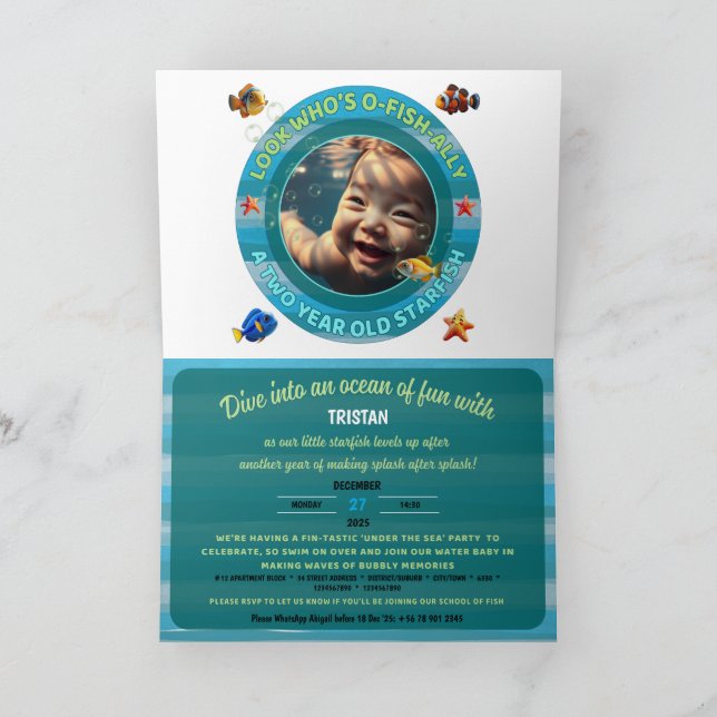 Two-rrific Party Custom Folded Horizontal Invite (Inside)
