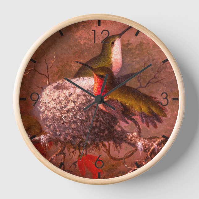 TWO RUBY THROATS BY THEIR NEST CLOCK (Front)