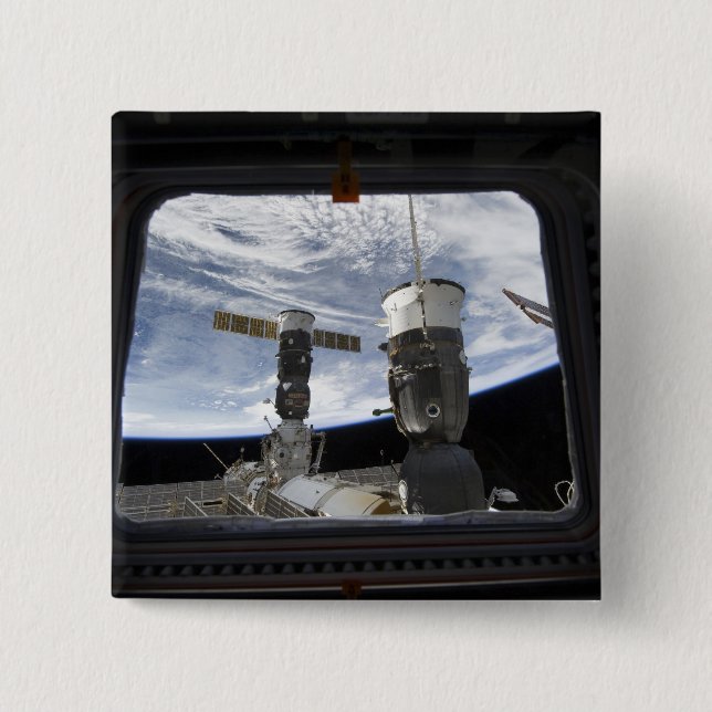 Two Russian spacecraft 15 Cm Square Badge (Front)
