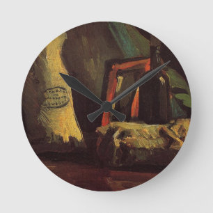 Two Sacks and a Bottle by Vincent van Gogh Round Clock
