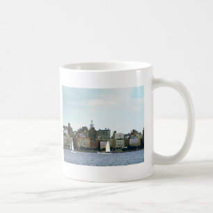 Two Sailboats Against Manhattan Skyline Coffee Mug