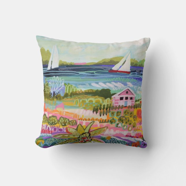 Two Sailboats and Cottage Cushion (Front)