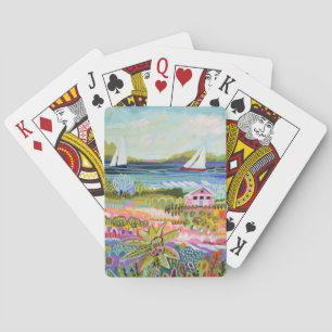 Two Sailboats and Cottage Playing Cards