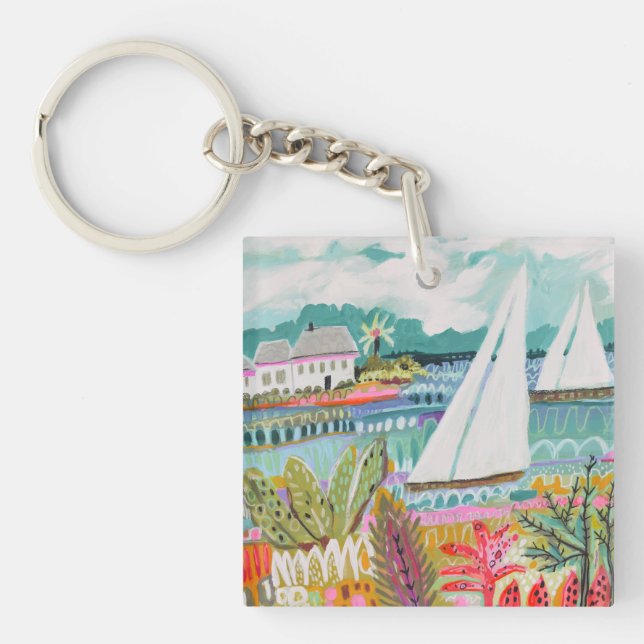 Two Sailboats Key Ring (Front)
