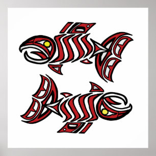 Two Salmon Poster