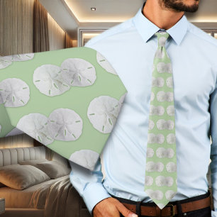 Two Sand Dollars Sage Green Grooms Tie