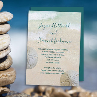 Two Sand Dollars Wedding Ceremony Invitation