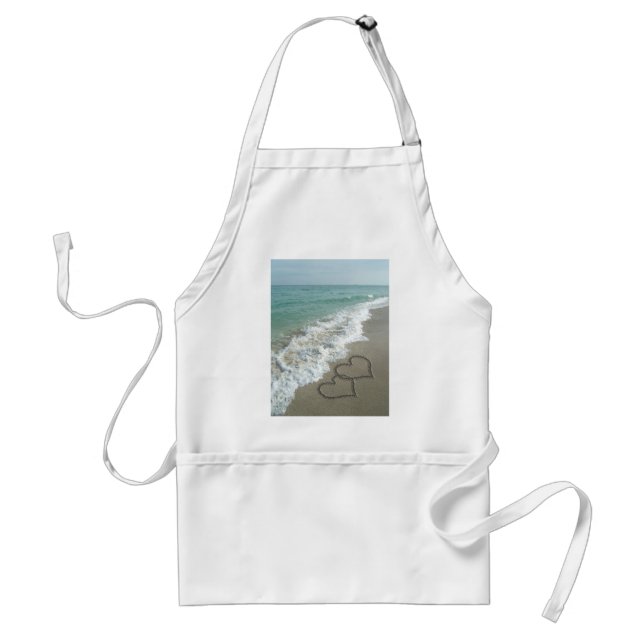 Two Sand Hearts on the Beach, Romantic Ocean Standard Apron (Front)