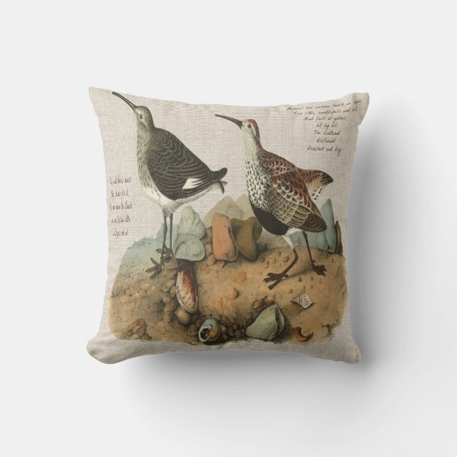 Two Sandpipers with Poem added Cushion (Front)