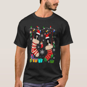 Two Santa Bernedoodle Dogs In Christmas Socks  Own T-Shirt