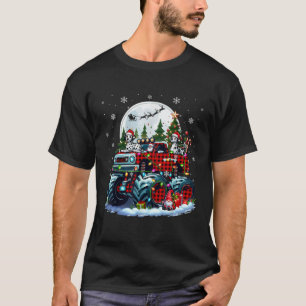 Two Santa Dalmatians On Monster Truck Santa Gnome  T-Shirt