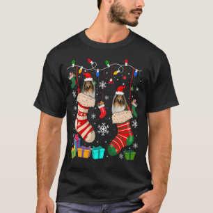 Two Santa Shetland Sheepdogs In Christmas Socks Do T-Shirt
