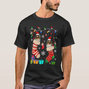 Two Santa Shetland Sheepdogs In Christmas Socks Do T-Shirt