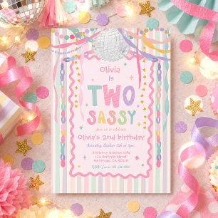 Two Sassy Whimsical Girl 2nd Birthday Party Invitation