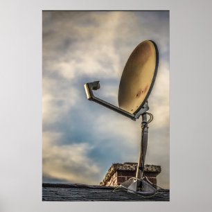 Two Satellite Dishes in the Sky Poster