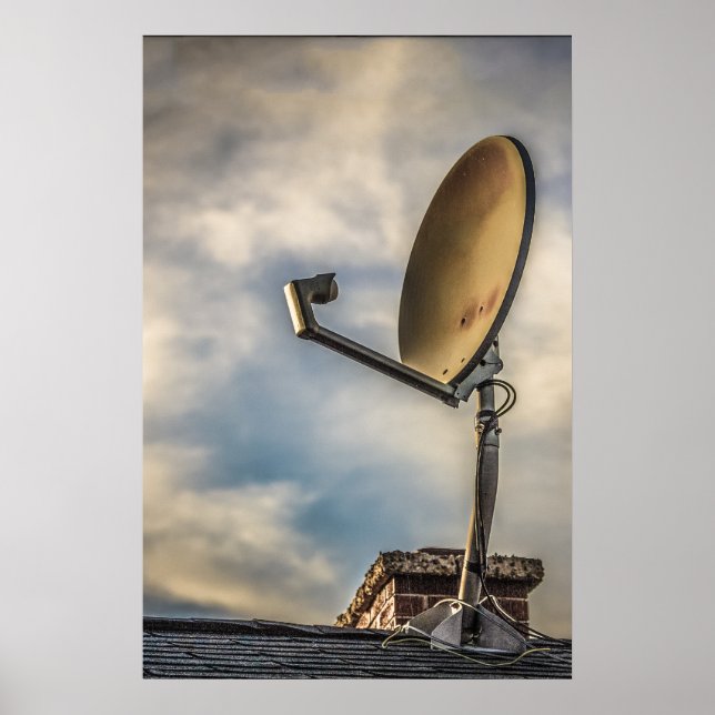 Two Satellite Dishes in the Sky Poster (Front)