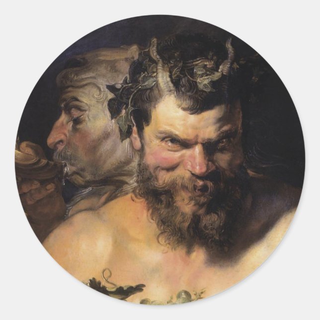 Two Satyrs Classic Round Sticker (Front)