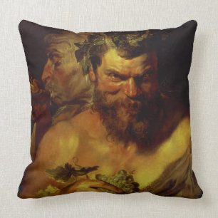 Two Satyrs (oil on panel) Cushion