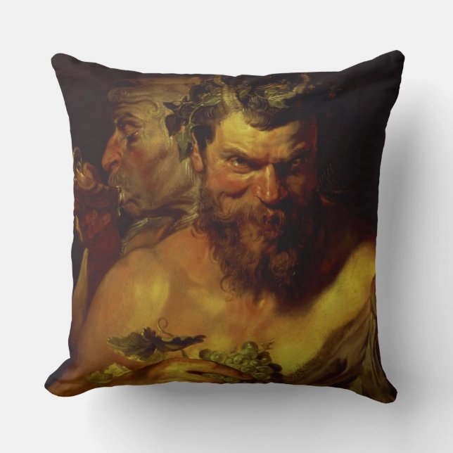 Two Satyrs (oil on panel) Cushion (Front)