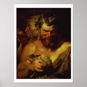 Two Satyrs (oil on panel) Poster