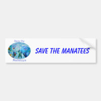 Two Save Manatees in Oval Design Ocean Blues