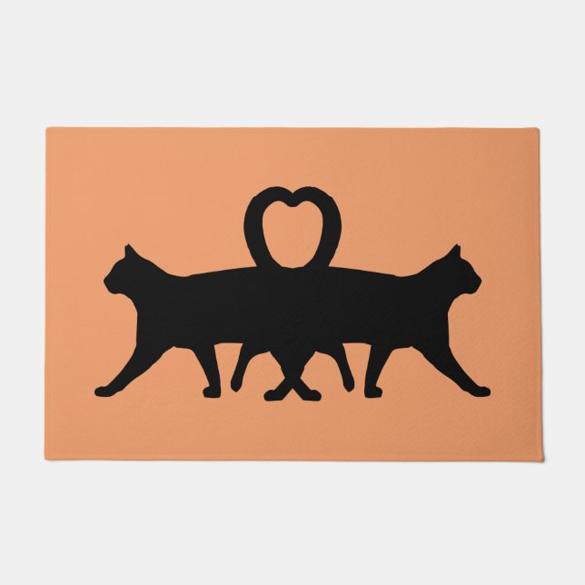Two Scary Cat Halloween Doormat (Front)