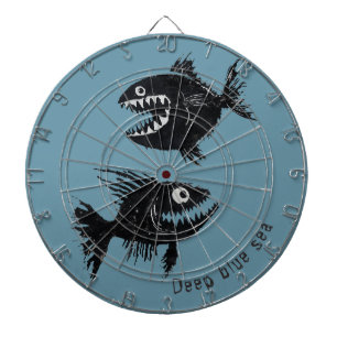 Two scary fish, personalized dartboard