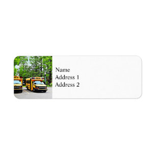 Two School Buses Return Address Label