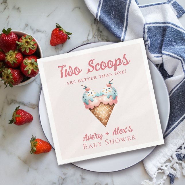 Two Scoops Ice Cream Twins Baby Shower Napkin (Creator Uploaded)