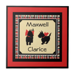 Two Scottie Dog Sm. (4.25" x 4.25") Ceramic Tile
