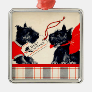Two Scottie Dogs, Black Scottish Terrier Ornament