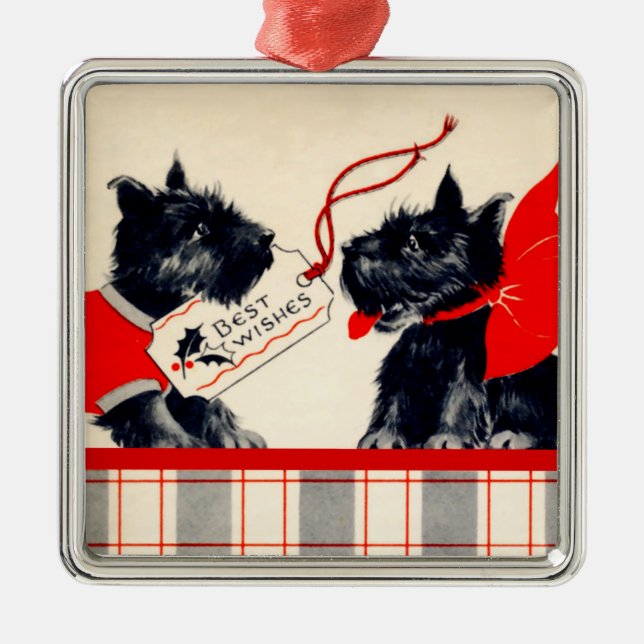 Two Scottie Dogs, Black Scottish Terrier Ornament (Front)