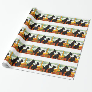 Two Scottie Dogs Waiting for Santa Claus Wrapping Paper
