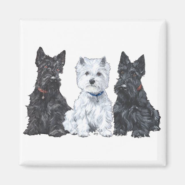 Two Scotties and a Westie Magnet (Front)