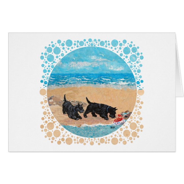 Two Scotties at the Beach (Front Horizontal)