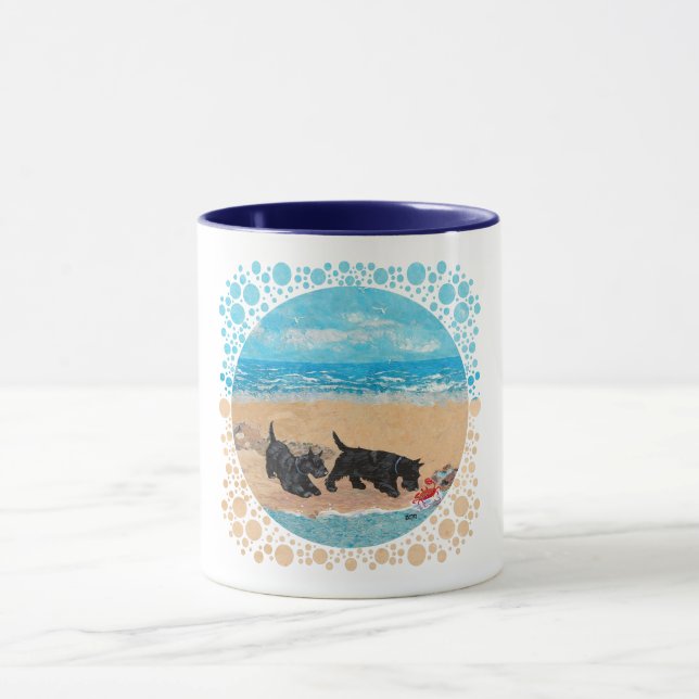 Two Scotties at the Beach Mug (Center)