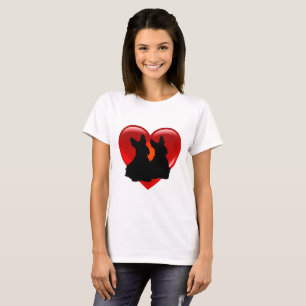 Two Scottish Terrier black sitting/red heart T-Shirt