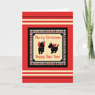 Two Scottish Terrier Scotty Dog Christmas Cards