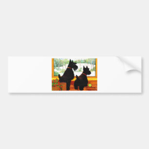 Two Scotty Dogs at Christmas Bumper Sticker
