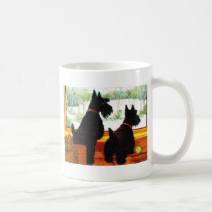 Two Scotty Dogs at Christmas Coffee Mug