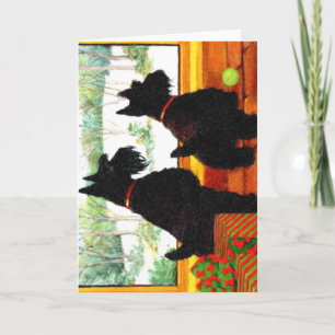 Two Scotty Dogs at Christmas Holiday Card