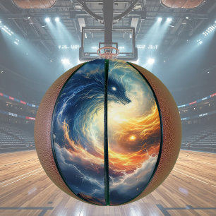 Two sea monsters chase each other, fantasy  basketball