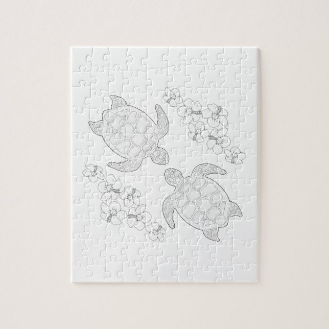 Two Sea Turtles Adult Colouring Puzzle (Vertical)