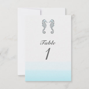 Two Seahorses Elegant Beach Wedding Table Number